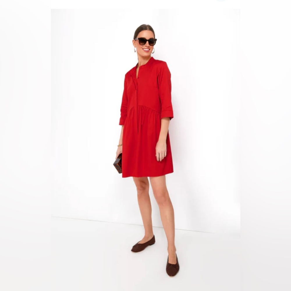 Tuckernuck Fiery Red Royal Shirt Dress Button-Up long sleeve Size XLarge